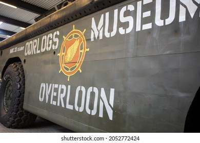 Overloon, Netherlands, APRIL 2, 2018 - Overloon War Museum Exhibit With Military Vehicles