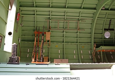 Overloon, The Netherlands On July 30, 2020: Interior Of An Old Glider From WW2