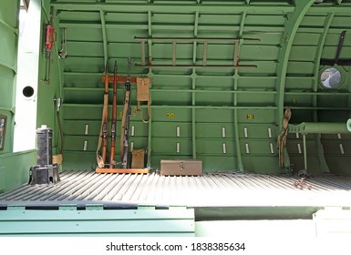 Overloon, The Netherlands On July 30, 2020: Interior Of An Old Glider From WW2