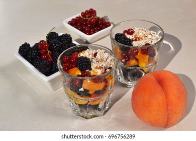  Overnight Oats With Fresh Fruit, Berries And ( Yogurt, Milk, Water). It Is A No-cook Method Of Making Oatmeal. That Is Perfect  Breakfast. It Is Especially Refreshing During Hot Summer Days.