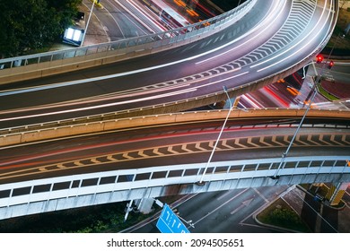 Overpass of the light trails, beautiful curves. - Shutterstock ID 2094505651