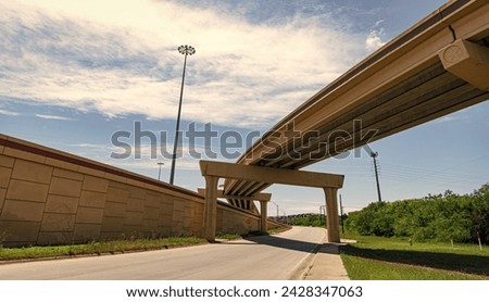 overpass structure of bridge. structural roadway. road junction. flyover architecture of transport system. bridge overpass on highway. structural overpass in perspective. Interconnected roadway