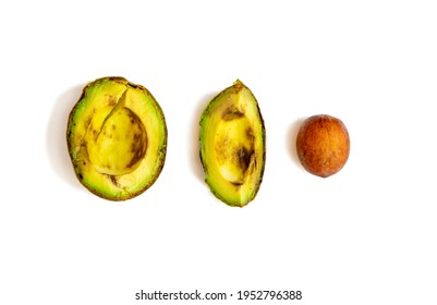 Over-ripe, Spoiled Avocado On A White Background