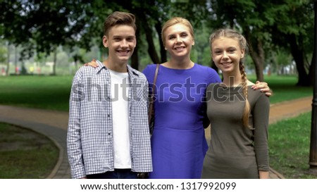 Overseas education program, caring mother sending her children studying abroad