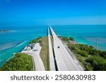 Overseas highway to Key West island, Florida Keys, USA. Aerial view beauty nature. 
