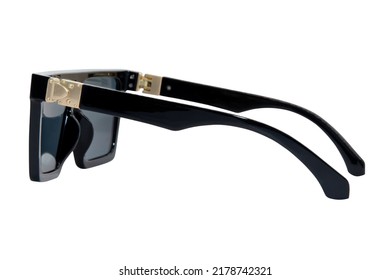 oversize square sunglasses black frame   lens side view