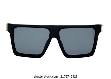 oversize square sunglasses black frame   lens front view