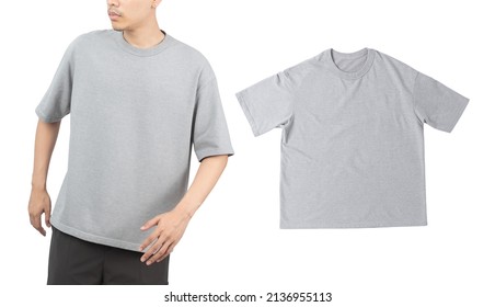 Oversize T Shirt Mockup Isolated On White Background With Clipping Path.