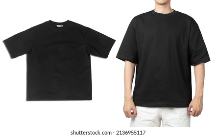 Oversize T Shirt Mockup Isolated On White Background With Clipping Path.