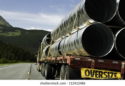 Oversize Trailer With Big Metal Tubes