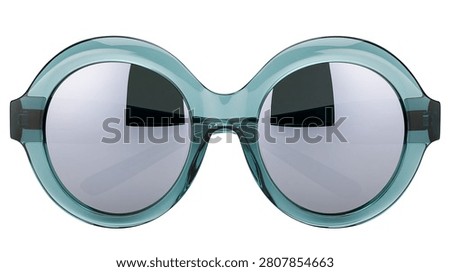 Oversized round teal plastic frame sunglasses with reflective silver lenses