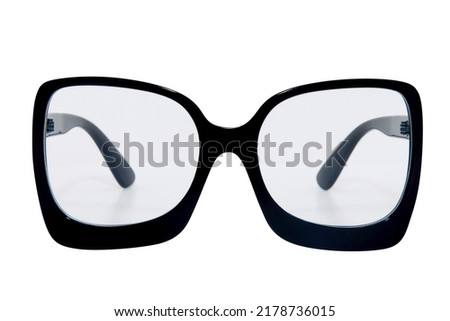 Oversized women sunglasses retro cateye glasses black frame with clear lens front view