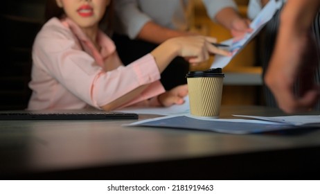 Overtime work with coffee, Overtime office at night, meeting overtime business enjoying with working together, Work late night in the office concept, work with coffee at night. - Shutterstock ID 2181919463