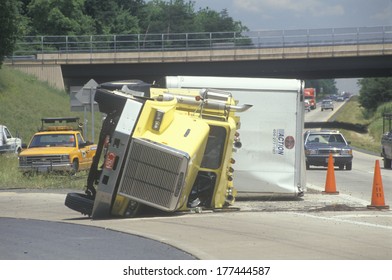 Overturned Big Rig On Route 66, Virginia