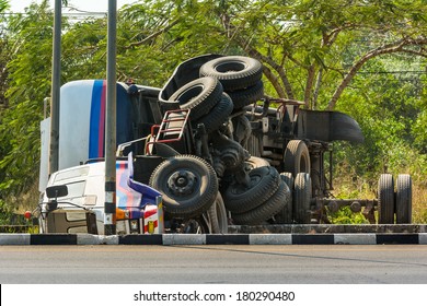 Overturned Truck Accident On Highway Road