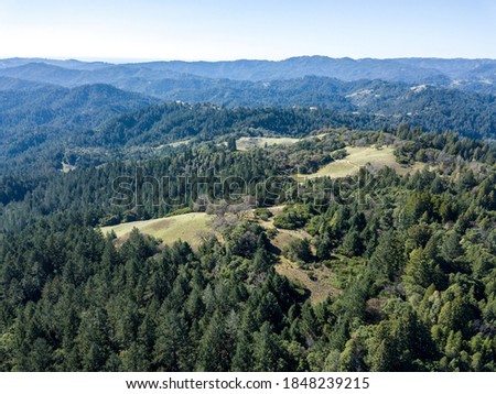 Overview I - Aerial view of Austin Creek State Recreation Area. Guerneville, California, USA