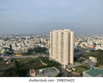 Overview Of Bangalore City - Cityscape At Day. View Of A Residential Apartment