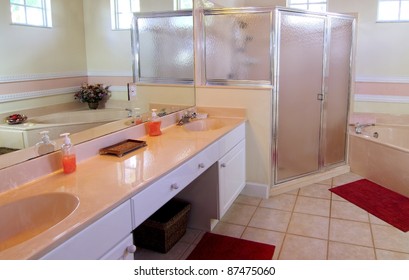 Overview Of An Outdated Bathroom In A Private Residence