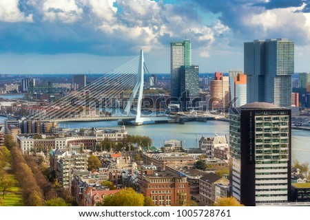 Overview for Rotterdam city from Euromast tower