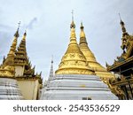 Overview of Shwe Dagon Pagoda in Yangon, Myanmar (Burma) - April 2017