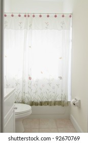 Overview Of A Small Outdated Bathroom In A Private Residence