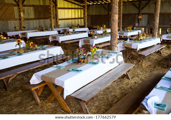 Overview This Wedding Reception Shows Tables Stock Photo Edit Now