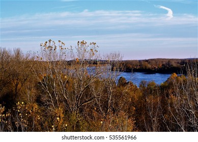 Overview Of Trees And Missouri River In St. Charles, Mo. 