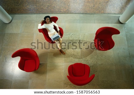 Similar – Image, Stock Photo a solitary chair in a chilling place