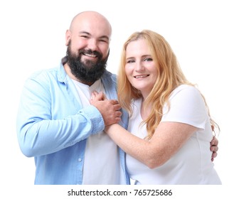 Overweight Couple On White Background