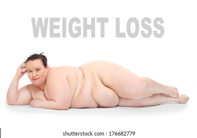 Overweight woman sunbathing.