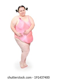 Overweight woman in swimmsuit. Weight loss concept.