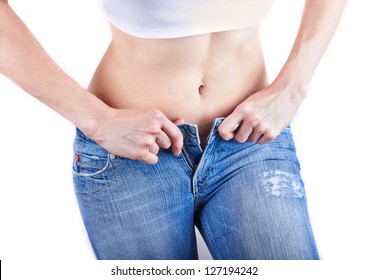 Overweight Woman Wearing Jeans