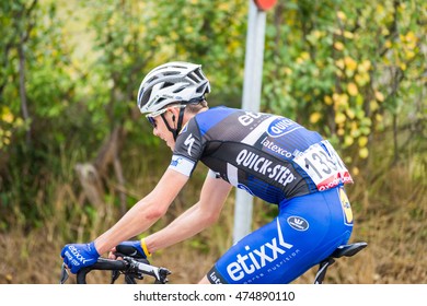 OVIEDO - AUGUST 28: ETIXX - QUICK STEP Team's Cyclist David De La Cruz Rides On The Competition Tour Of Spain (La Vuelta) In Oviedo On August 28, 2016