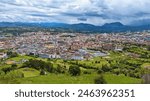 Oviedo and mountains around the city, top view from Mount Naranco, Asturias, Spain, Europe