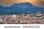 Oviedo and mountains around the city, top view from Mount Naranco, Asturias, Spain, Europe