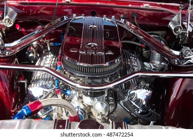 Owen Sound, Ontario - 09/18/2016: Engine Interior - 2016 Cobble Beach Concours DElegance