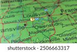 Owensboro, Kentucky marked by a gold map tack.  The City of Owensboro is the county seat of Daviess County, KY.