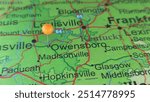 Owensboro, Kentucky marked by an orange map tack.  The City of Owensboro is the county seat of Daviess County, KY.