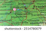 Owensboro, Kentucky marked by a pink
map tack.  The City of Owensboro is the county seat of Daviess County, KY.