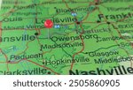 Owensboro, Kentucky marked by a red map tack.  The City of Owensboro is the county seat of Daviess County, KY.