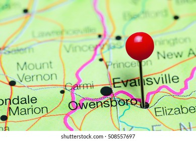 Owensboro Pinned On A Map Of Kentucky, USA
