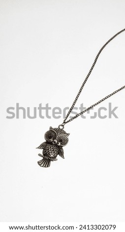 Owl Full Body Golden Chrome Metallic Chain Necklace View From Side Top