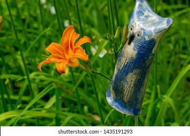 Owl Gets A Lily, Lily Flower With A Ceramics Owl, What A Gift, My Pleasure! Joy