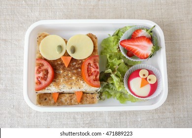 Owl Healthy Sandwich, Fun Food Art Lunch Box For Kids