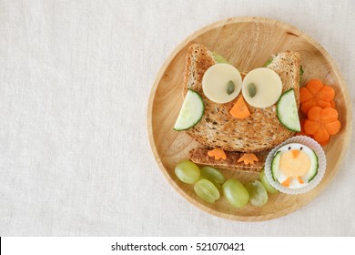 Owl healthy sandwich lunch, fun food art for kids