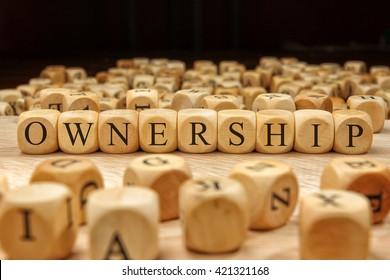Ownership word written on wood block - Shutterstock ID 421321168