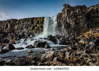 Oxararfoss Waterfall In Þingvellir National Park