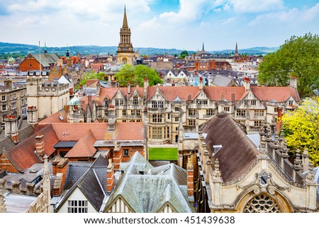 Oxford cityscape. Oxfordshire, England, UK