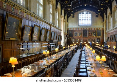 Oxford England UK 06/21/2018: Dining Hall Christchurch College Oxford University