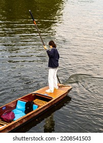 Oxford Lady Punting On Canal